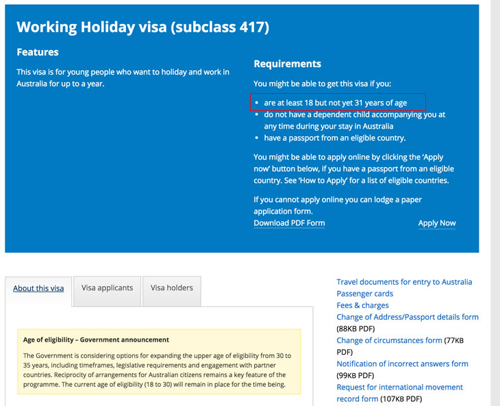 ワーホリ　35歳